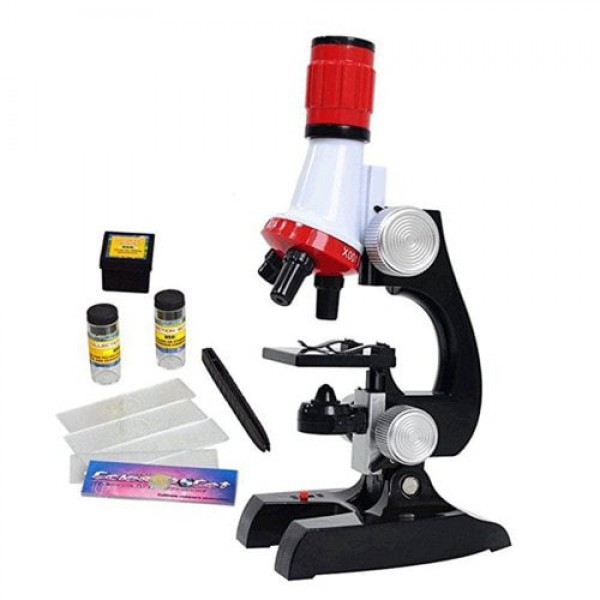         Beginner Microscope Kit LED 100X 400X and 1200X Magnification
        