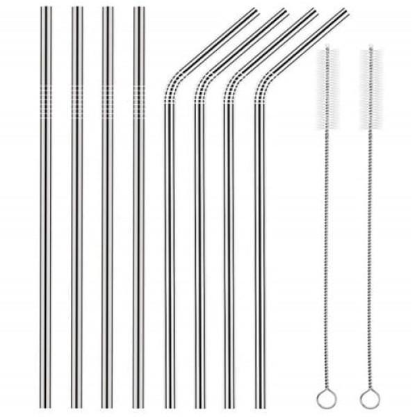         AEOFUN Stainless Steel Straws Reusable with Cleaning Brushes 10PCS / Set
        